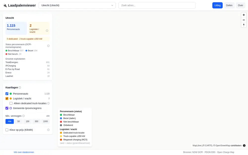 Schermafbeelding van Laadpalenviewer