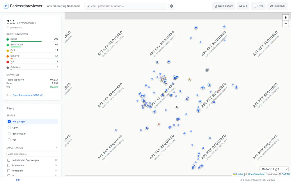 Schermafbeelding van Parkeerdataviewer